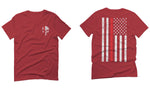 VICES AND VIRTUESS Front Skull Back Flag Thin Red Line USA Firefighter Support For men T Shirt