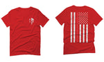 VICES AND VIRTUESS Front Skull Back Flag Thin Red Line USA Firefighter Support For men T Shirt