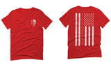 VICES AND VIRTUESS Front Skull Back Flag Thin Red Line USA Firefighter Support For men T Shirt