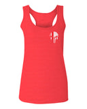 VICES AND VIRTUESS Front Skull Back Flag Thin Red Line USA Firefighter Support  women's Tank Top sleeveless Racerback