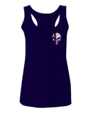 VICES AND VIRTUESS Front Skull Back Flag Thin Red Line USA Firefighter Support  women's Tank Top sleeveless Racerback