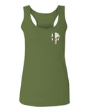 VICES AND VIRTUESS Front Skull Back Flag Thin Red Line USA Firefighter Support  women's Tank Top sleeveless Racerback