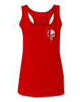 VICES AND VIRTUESS Front Skull Back Flag Thin Red Line USA Firefighter Support  women's Tank Top sleeveless Racerback