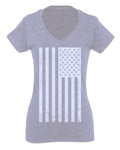 Big Vintage American Flag United States America Marine USA For Women V neck fitted T Shirt