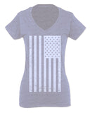 Big Vintage American Flag United States America Marine USA For Women V neck fitted T Shirt
