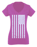 Big Vintage American Flag United States America Marine USA For Women V neck fitted T Shirt