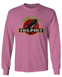 Hilarious Funny Cool Graphic T Rex Dinosaur Hates Selfies no Like mens Long sleeve t shirt