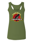 Hilarious Funny Cool Graphic T Rex Dinosaur Hates Selfies no Like  women's Tank Top sleeveless Racerback