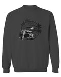 Big Cool Hipster Good Vibes Vintage Graphic surf Beach Print Summer men's Crewneck Sweatshirt