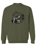 Big Cool Hipster Good Vibes Vintage Graphic surf Beach Print Summer men's Crewneck Sweatshirt