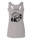 Big Cool Hipster Good Vibes Vintage Graphic surf Beach Print Summer  women's Tank Top sleeveless Racerback