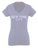 VICES AND VIRTUESS Cool Lennon Hipster Vintage Graphic New York City NYC Printed For Women V neck fitted T Shirt