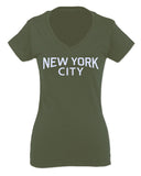 VICES AND VIRTUESS Cool Lennon Hipster Vintage Graphic New York City NYC Printed For Women V neck fitted T Shirt