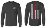 VICES AND VIRTUESS Firefighter Seal Support American Flag Thin Red Line Rescue USA mens Long sleeve t shirt