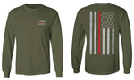 VICES AND VIRTUESS Firefighter Seal Support American Flag Thin Red Line Rescue USA mens Long sleeve t shirt