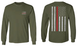 VICES AND VIRTUESS Firefighter Seal Support American Flag Thin Red Line Rescue USA mens Long sleeve t shirt