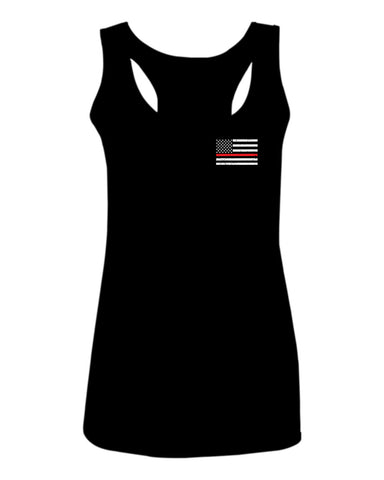 VICES AND VIRTUESS Firefighter Seal Support American Flag Thin Red Line Rescue USA  women's Tank Top sleeveless Racerback