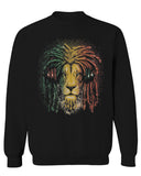 VICES AND VIRTUESS Cool Marijuana Rasta Lion Headphones Reggae Weed Stoner Day men's Crewneck Sweatshirt
