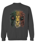 VICES AND VIRTUESS Cool Marijuana Rasta Lion Headphones Reggae Weed Stoner Day men's Crewneck Sweatshirt