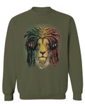 VICES AND VIRTUESS Cool Marijuana Rasta Lion Headphones Reggae Weed Stoner Day men's Crewneck Sweatshirt
