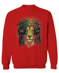 VICES AND VIRTUESS Cool Marijuana Rasta Lion Headphones Reggae Weed Stoner Day men's Crewneck Sweatshirt
