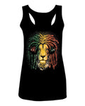 VICES AND VIRTUESS Cool Marijuana Rasta Lion Headphones Reggae Weed Stoner Day  women's Tank Top sleeveless Racerback