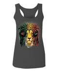 VICES AND VIRTUESS Cool Marijuana Rasta Lion Headphones Reggae Weed Stoner Day  women's Tank Top sleeveless Racerback