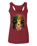 VICES AND VIRTUESS Cool Marijuana Rasta Lion Headphones Reggae Weed Stoner Day  women's Tank Top sleeveless Racerback