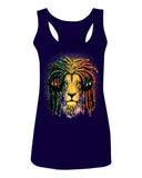 VICES AND VIRTUESS Cool Marijuana Rasta Lion Headphones Reggae Weed Stoner Day  women's Tank Top sleeveless Racerback