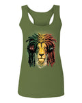 VICES AND VIRTUESS Cool Marijuana Rasta Lion Headphones Reggae Weed Stoner Day  women's Tank Top sleeveless Racerback