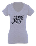 VICES AND VIRTUESS Second Amendment American Gun Rights arms Weapon Heart USA For Women V neck fitted T Shirt