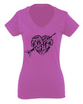 VICES AND VIRTUESS Second Amendment American Gun Rights arms Weapon Heart USA For Women V neck fitted T Shirt