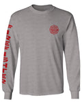 America Support Thin Red Line Fonts Firefighter Seal mens Long sleeve t shirt