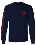 America Support Thin Red Line Fonts Firefighter Seal mens Long sleeve t shirt