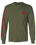 America Support Thin Red Line Fonts Firefighter Seal mens Long sleeve t shirt