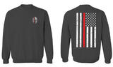 Greek Helmet America Support Thin Red Line Fonts Firefighter men's Crewneck Sweatshirt