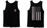 Greek Helmet America Support Thin Red Line Fonts Firefighter men's Tank Top