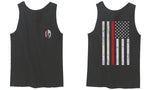 Greek Helmet America Support Thin Red Line Fonts Firefighter men's Tank Top