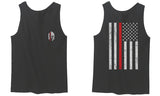 Greek Helmet America Support Thin Red Line Fonts Firefighter men's Tank Top