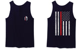 Greek Helmet America Support Thin Red Line Fonts Firefighter men's Tank Top