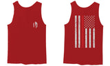 Greek Helmet America Support Thin Red Line Fonts Firefighter men's Tank Top