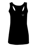 VICES AND VIRTUESS White Logo Seal Minimal Hipster Small  women's Tank Top sleeveless Racerback