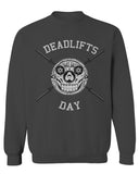 Front Graphic Skull Deadlifts Day Fitness Gym Tough Workout men's Crewneck Sweatshirt