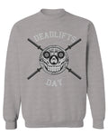 VICES AND VIRTUESS Front Graphic Skull Deadlifts Day Fitness Gym Tough Workout men's Crewneck Sweatshirt
