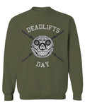 VICES AND VIRTUESS Front Graphic Skull Deadlifts Day Fitness Gym Tough Workout men's Crewneck Sweatshirt