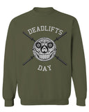 VICES AND VIRTUESS Front Graphic Skull Deadlifts Day Fitness Gym Tough Workout men's Crewneck Sweatshirt