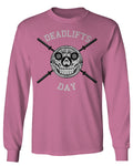 Front Graphic Skull Deadlifts Day Fitness Gym Tough Workout mens Long sleeve t shirt