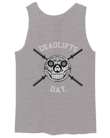 Front Graphic Skull Deadlifts Day Fitness Gym Tough Workout men's Tank Top