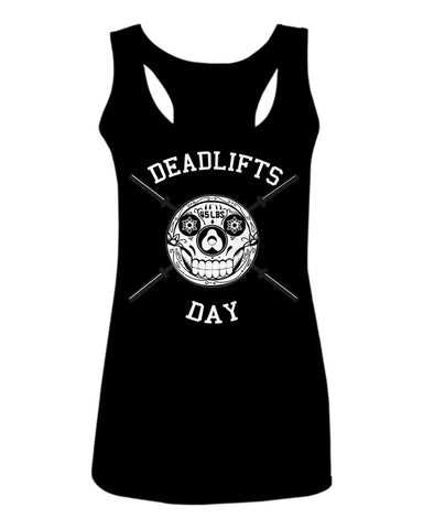 VICES AND VIRTUESS Front Graphic Skull Deadlifts Day Fitness Gym Tough Workout  women's Tank Top sleeveless Racerback