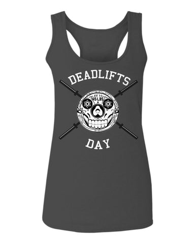 Front Graphic Skull Deadlifts Day Fitness Gym Tough Workout  women's Tank Top sleeveless Racerback